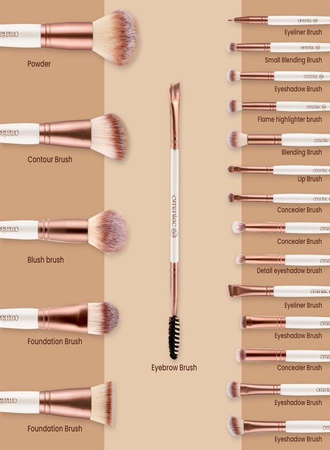 OMANIAC Makeup Brush Set, 20Pcs Professional Makeup Brushes for Foundation, Powder, Eyeshadow, Concealer Cream, Blush Buffe etc, with White Makeup Brushes Kit Case - Image 4